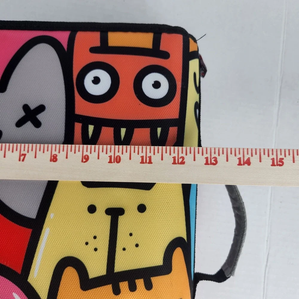 Case-it 3 Ring Zipper Binder Cartoon Monster Print 5-Tab Expanding File Handle